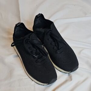 Black Knit Lace Up Sneakers Women's Size 7.5 Casual‎ Comfort Shoes